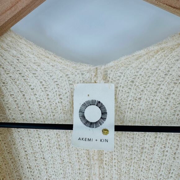 Anthropologie Akemi + Kin Cream Knit Open Front Draped Cardigan One Size - Picture 3 of 5